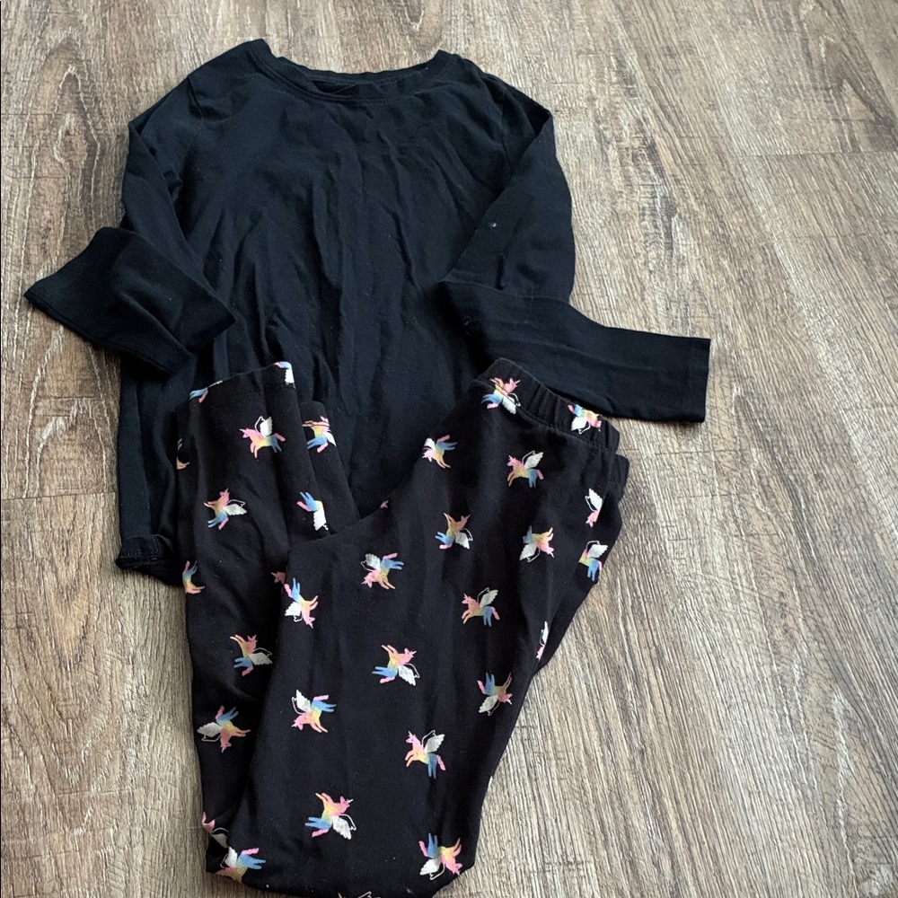 Kids Black Set with Colorful unicorn 🦄 Print